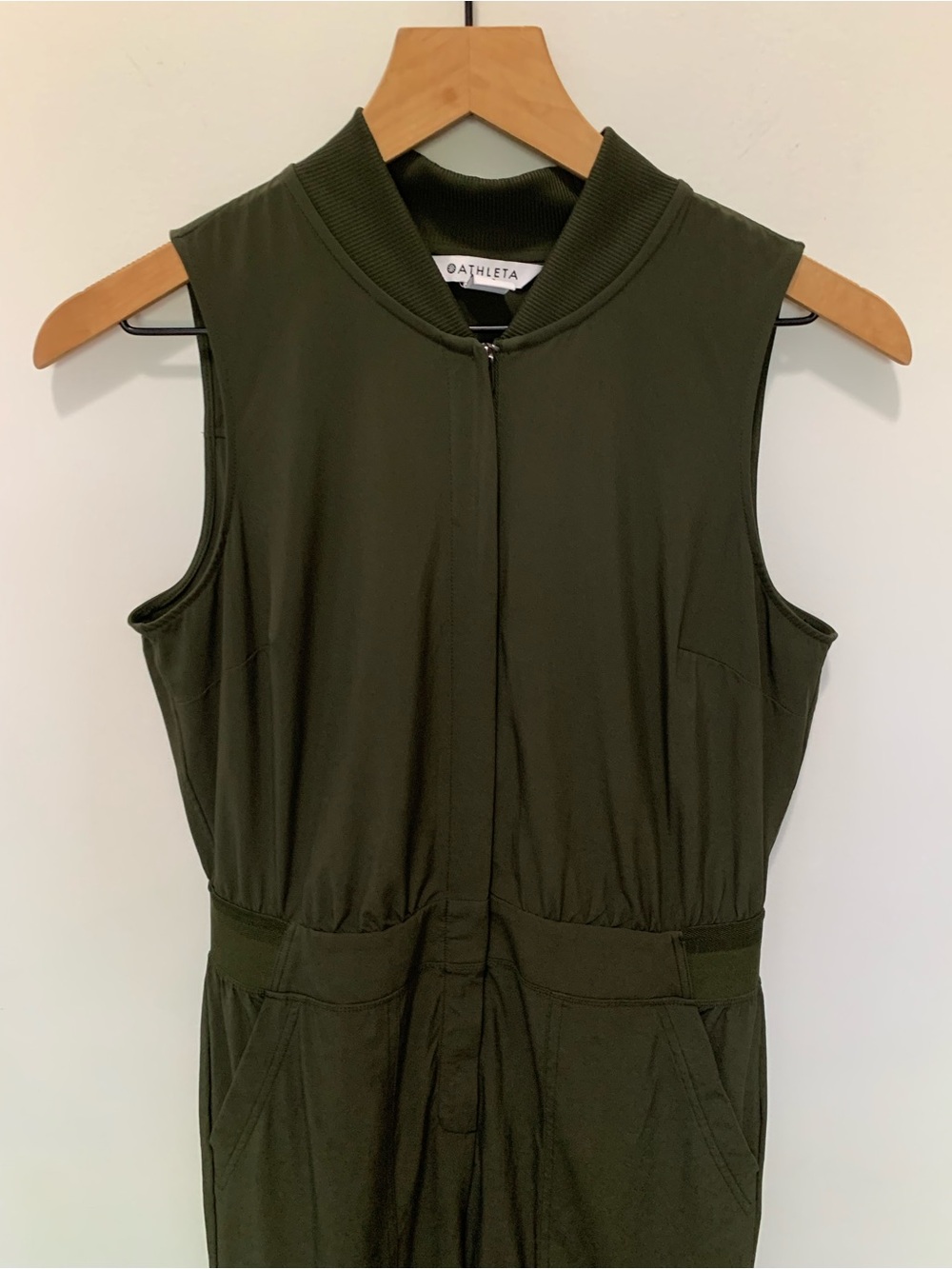 Athleta Brooklyn Utility Jumpsuit Olive Green Size 6 - Picture 2 of 11